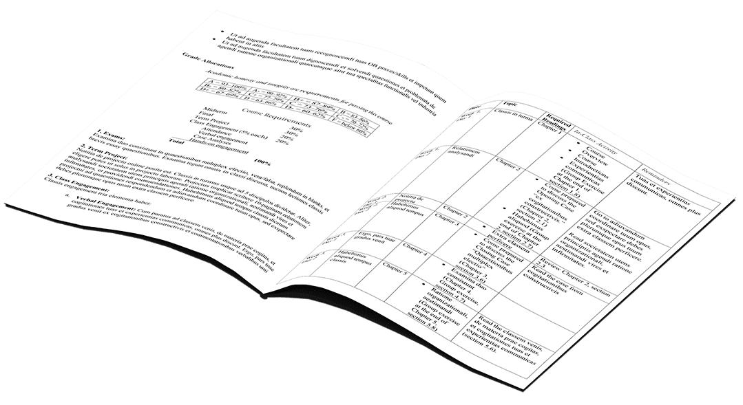 Mockup graphic of sample syllabus